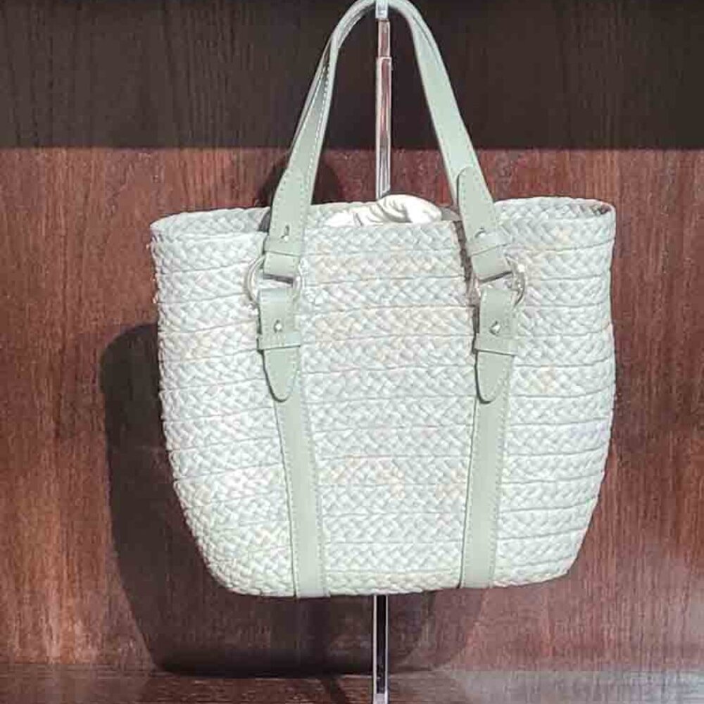 NWT- Helen Kaminski Pinimil S Bridle – Raffia Tote Bag – Eclipse Melange (#800) - Picture 2 of 4